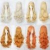 Women Wavy Sweet 80cm Long Yellow Blonde Orange Lolita Fashion Wigs With Bangs -COSPLAY CLANS Sales Store 004