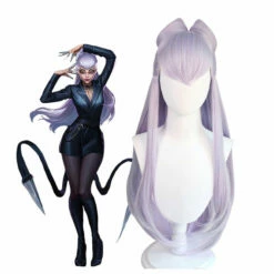 Game LOL KDA The Baddest Evelynn 80cm Long Light Purple Cosplay Wigs