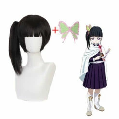 Demon Slayer: Kimetsu No Yaiba Kanao Tsuyuri Black Brown Ponytail Cosplay Wigs