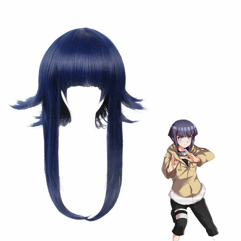 Anime Naruto Hyuga Hinata Childhood Blue Cosplay Wigs With Free Headbands 3 Anime Naruto Hyuga Hinata Childhood Blue Cosplay Wigs With Free Headbands