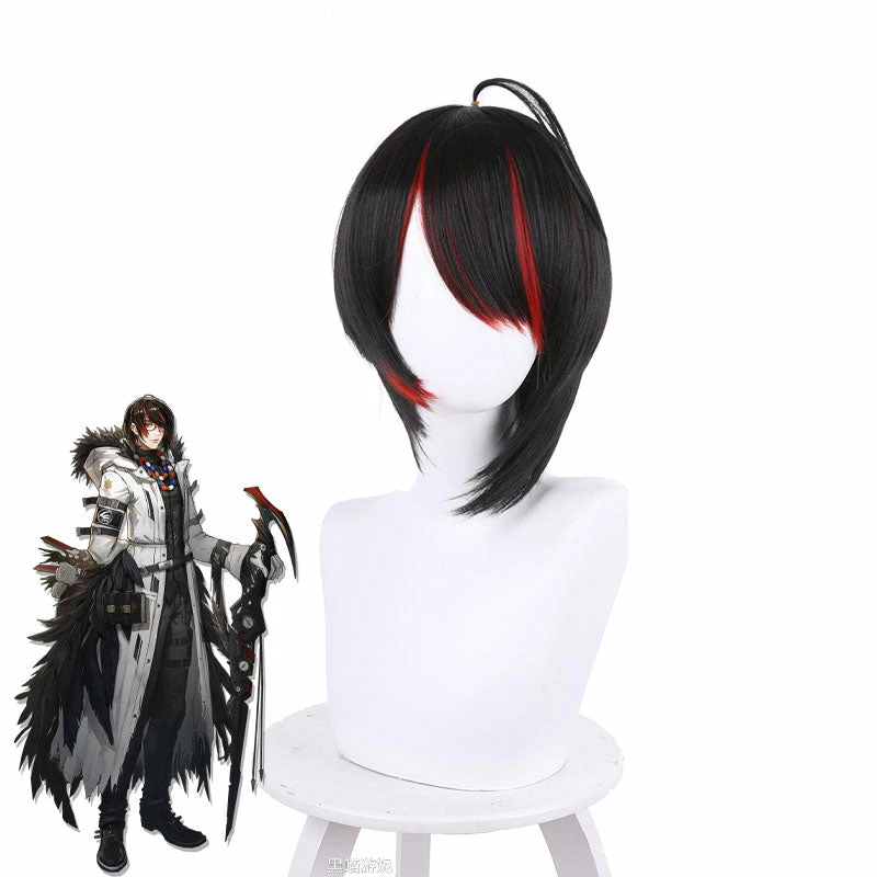 Game Arknights Gnosis Black Mixed Red Cosplay Wigs 3 Game Arknights Gnosis Black Mixed Red Cosplay Wigs