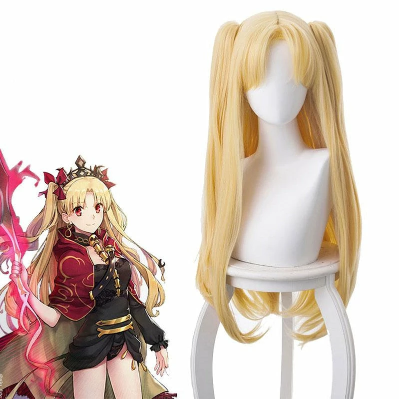 FGO Fate/Stay Night Ereshkigal Tohsaka Rin Blonde Straight Long Ponytails Cosplay Wigs 3 FGO Fate/Stay Night Ereshkigal Tohsaka Rin Blonde Straight Long Ponytails Cosplay Wigs