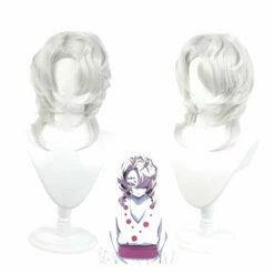 Anime Demon Slayer Kimetsu No Yaiba Rui Silver Curly Long Cosplay Wigs