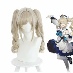 Game Genshin Impact Barbara Curly Blonde Ponytail Cosplay Wigs