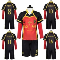 Anime Blue Lock Yoichi Isagi Jerseys Black Cosplay Costumes
