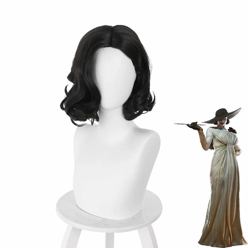 Movie Resident Evil Village Alcina Dimitrescu Lady Black Curls Cosplay Wigs 3 Movie Resident Evil Village Alcina Dimitrescu Lady Black Curls Cosplay Wigs