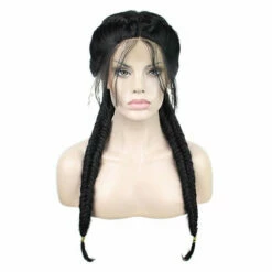 Women Lace Front Wigs Long Black Fishtail Braids Cosplay Wigs