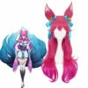 Game LOL Spirit Blossom Skin Ahri 80cm Long Red Gradient Purple Wavy Cosplay Wigs With Headwear -COSPLAY CLANS Sales Store 1 a2411180 9ea0 4a50 af96 daed130c7685