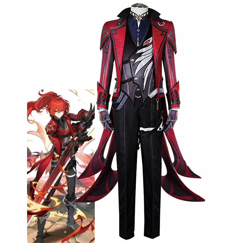 Game Genshin Impact Diluc Red Dead Of Night Cosplay Costumes 3 Game Genshin Impact Diluc Red Dead Of Night Cosplay Costumes
