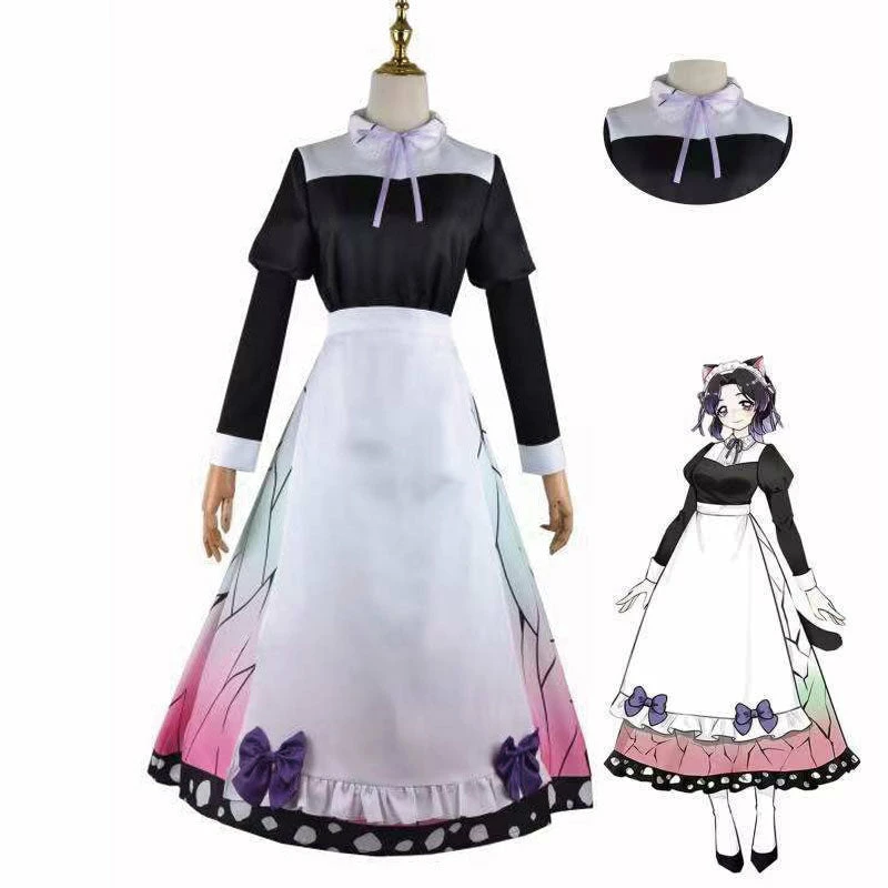 Demon Slayer Kimetsu No Yaiba Shinobu Kocho Maid Dress Cosplay Costumes 3 Demon Slayer Kimetsu No Yaiba Shinobu Kocho Maid Dress Cosplay Costumes