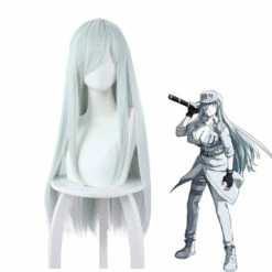 Anime Cells At Work! Black White Blood Cells Female 80cm Long Cosplay Wigs