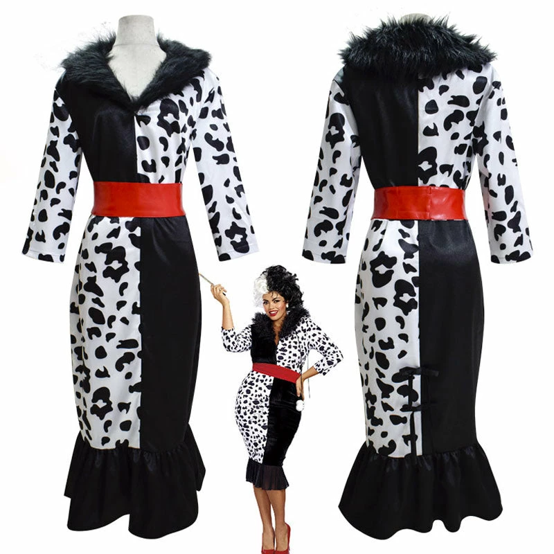 Movie Cruella De Vil Cruella Halloween Cosplay Costumes 3 Movie Cruella De Vil Cruella Halloween Cosplay Costumes
