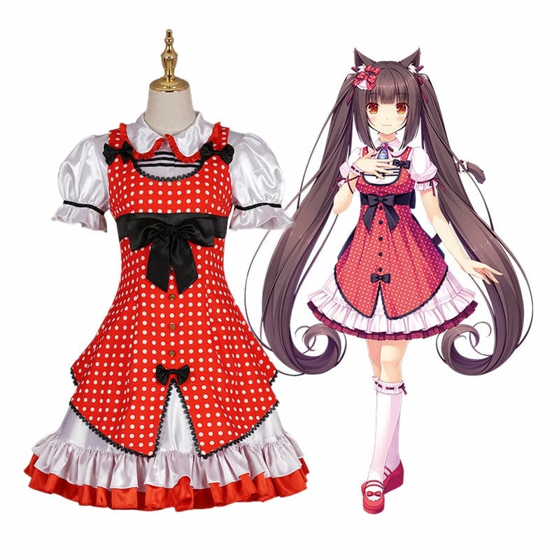 Game Nekopara Catgirl Chocola Casual Dress Cosplay Costume 3 Game Nekopara Catgirl Chocola Casual Dress Cosplay Costume