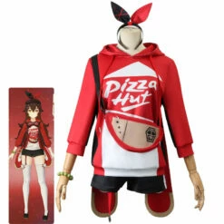 Game Genshin Impact Pizza Hut Amber Cosplay Costumes