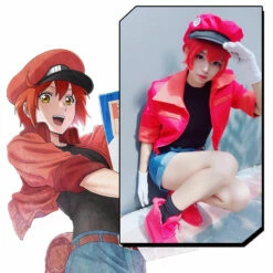 Anime Cells At Work Red Blood Cell Uniform Cosplay Costume With Hat -COSPLAY CLANS Sales Store 21 2749a00d 2fff 4a81 a279 6f8c07b87f4a