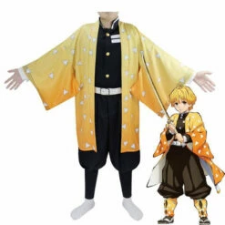 Anime Demon Slayer Kimetsu No Yaiba Zenitsu Agatsuma Kimono Cosplay Costumes