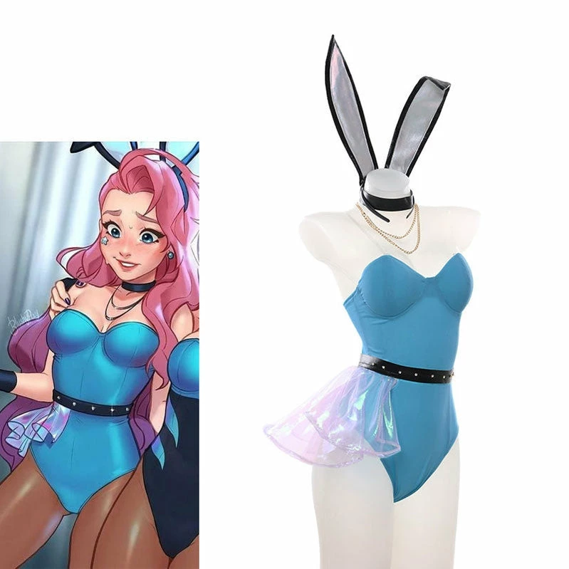 LOL KDA ALL OUT Seraphine Bunnysuit Cosplay Costumes 3 LOL KDA ALL OUT Seraphine Bunnysuit Cosplay Costumes