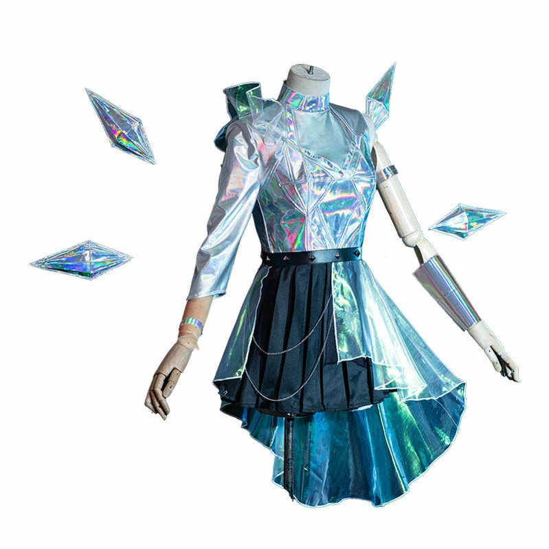 Game LOL KDA All Out Seraphine Superstar Fullset Cosplay Costumes With Wing Props 5 Game LOL KDA All Out Seraphine Superstar Fullset Cosplay Costumes With Wing Props - Image 3