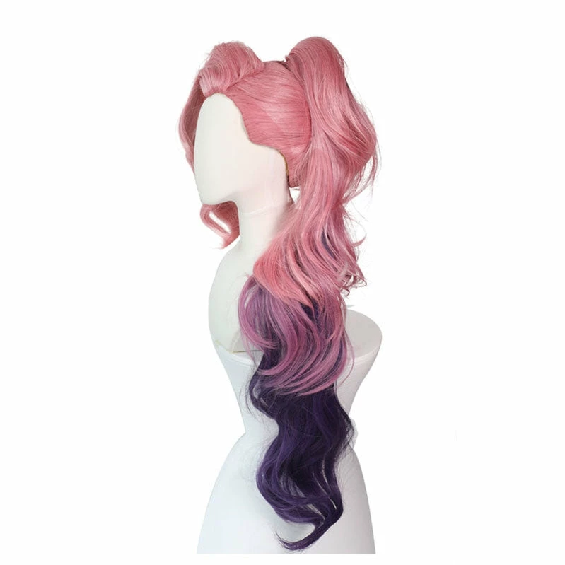 LOL Seraphine Cosplay Wig 100cm Long Ponytail Pink Gradient Purple Wavy Wigs 6 LOL Seraphine Cosplay Wig 100cm Long Ponytail Pink Gradient Purple Wavy Wigs - Image 4