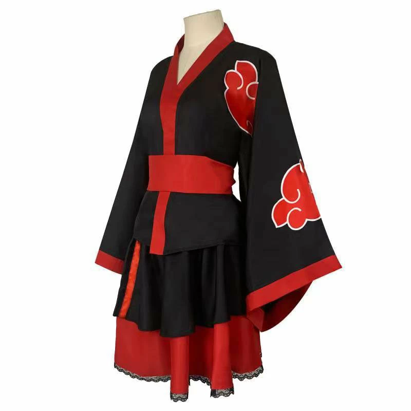 Anime Naruto Akatsuki Kimono Halloween Cosplay Costume 5 Anime Naruto Akatsuki Kimono Halloween Cosplay Costume - Image 3