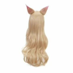 LOL KDA Nine-Tailed Fox Ahri Long Straight Blonde Cosplay Wigs With Ears -COSPLAY CLANS Sales Store 4 0421a62c bd39 4fda a9b1 6a9ac3a7749b
