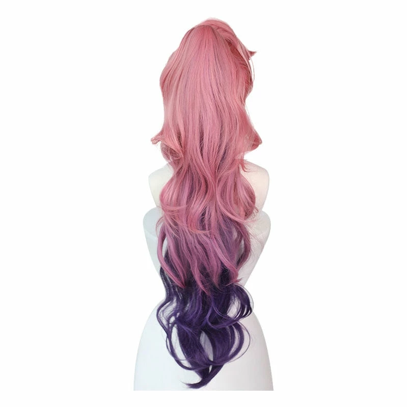 LOL Seraphine Cosplay Wig 100cm Long Ponytail Pink Gradient Purple Wavy Wigs 7 LOL Seraphine Cosplay Wig 100cm Long Ponytail Pink Gradient Purple Wavy Wigs - Image 5