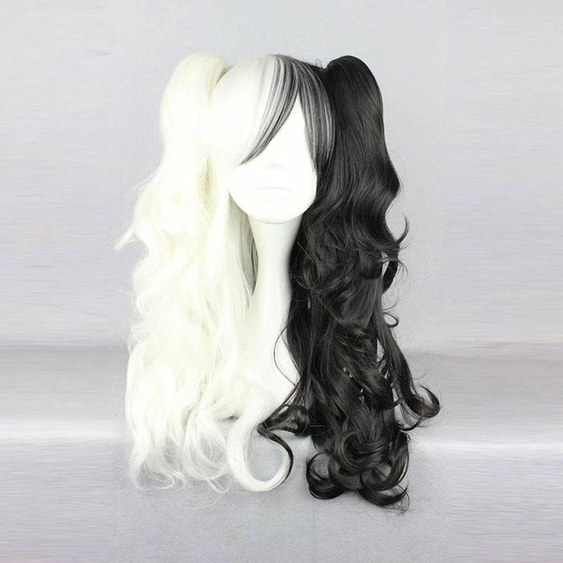 Anime Danganronpa: Trigger Happy Havoc Monokuma Black And White Bear Double Ponytail Long Curly Cosplay Wigs 4 Anime Danganronpa: Trigger Happy Havoc Monokuma Black And White Bear Double Ponytail Long Curly Cosplay Wigs - Image 2