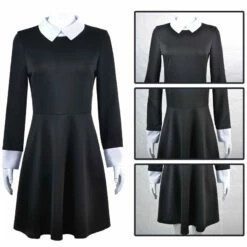 The Addams Family Wednesday Addams Short Sleeve Dress Cosplay Costumes -COSPLAY CLANS Sales Store 8 a6ffab56 6492 4347 b6af 384583cfaf4a