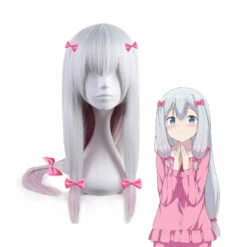 Anime Eromanga Sensei Sagiri Izumi Long Silver Fade Purple Cosplay Wigs