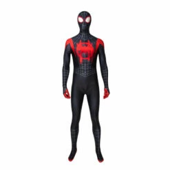 Movie Spider-Man: Into The Spider-Verse Miles Morales Spiderman Elastic Force Cosplay Costume Jumpsuit With Free Headgear