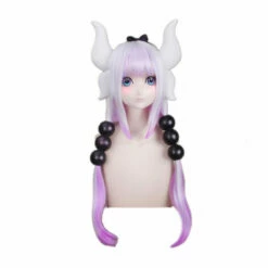 Anime Miss Kobayashi's Dragon Maid Kanna Kamui Long Mixed Purple Cosplay Wigs With Free Dragon Horn Headdress -COSPLAY CLANS Sales Store KannaKamuiWigs
