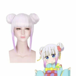 Anime Miss Kobayashi's Dragon Maid Kanna Kamui Short White Mixed Purple Cosplay Wigs