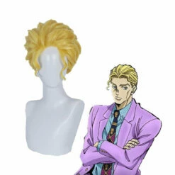 Anime JoJo's Bizarre Adventure Diamond Is Unbreakable Yoshikage Kira Short Blond Cosplay Wigs